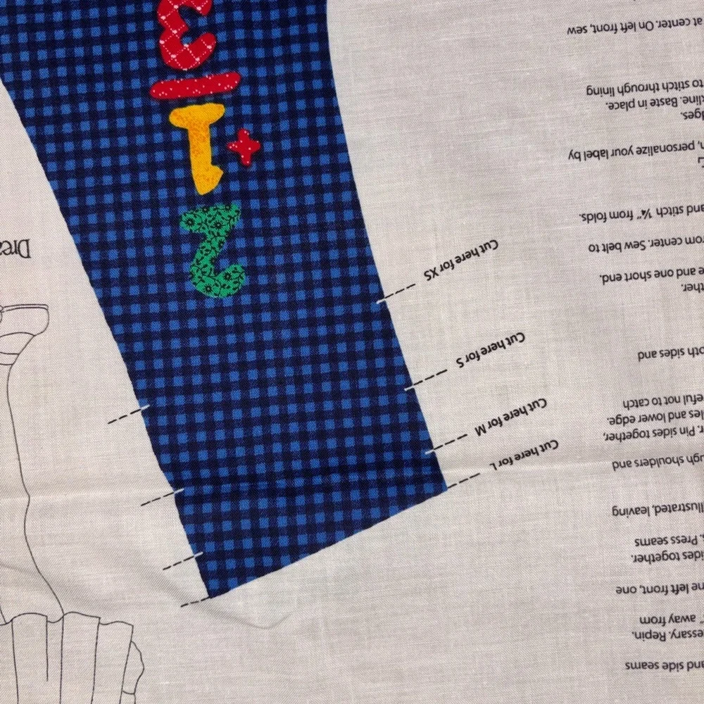 Vintage DreamSpinners Kids' Back to School Vest Cut and Sew Fabric Panel
